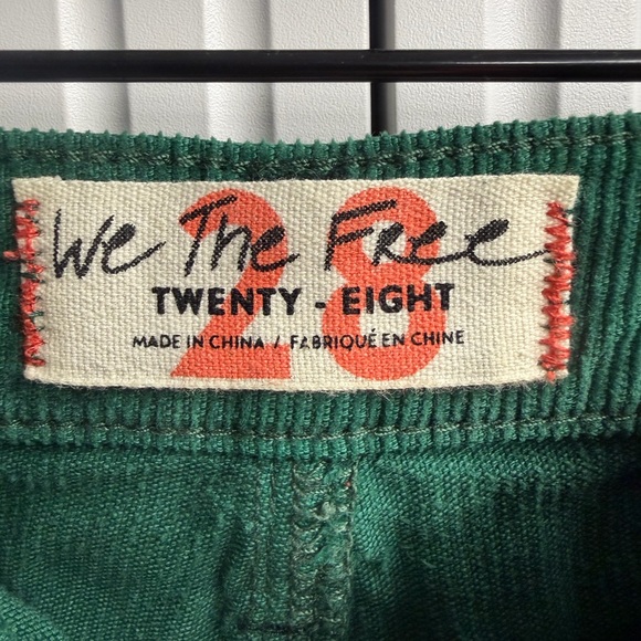 Free People green corduroy pants. Size 28 - Picture 2 of 2